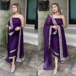 Violet Purple Color Asymmetrical Palazzo Suit